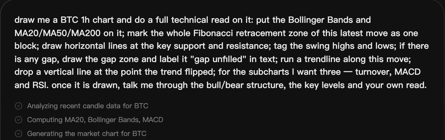 A detailed chart request written in plain language, with Mojo's working steps underneath.